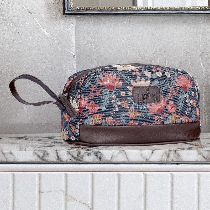 THE CLOWNFISH Men & Women Travel Pouch Toiletry Bag Shaving Kit Bag Toiletry Cosmetic Bag Travel Kit Travel Pouch Travel Kit Jolly Series (Purple-Floral), 10 Centimeters, Standard