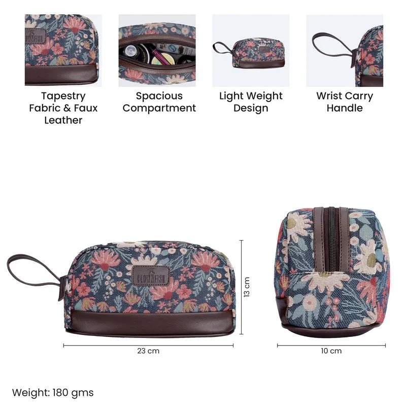 THE CLOWNFISH Men & Women Travel Pouch Toiletry Bag Shaving Kit Bag Toiletry Cosmetic Bag Travel Kit Travel Pouch Travel Kit Jolly Series (Purple-Floral), 10 Centimeters, Standard