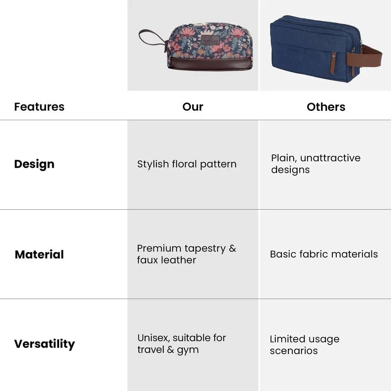 THE CLOWNFISH Men & Women Travel Pouch Toiletry Bag Shaving Kit Bag Toiletry Cosmetic Bag Travel Kit Travel Pouch Travel Kit Jolly Series (Purple-Floral), 10 Centimeters, Standard