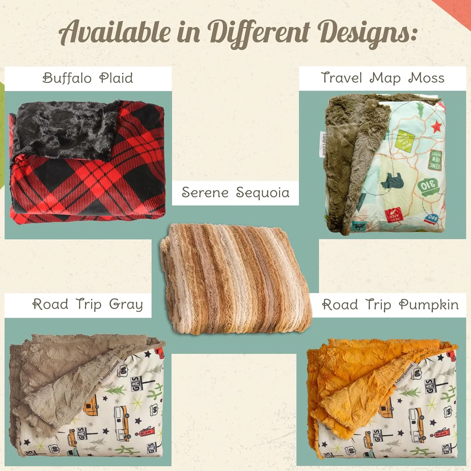 Throw Blanket for Camping - Plush Reversible Camping Blanket for Indoor & Outdoor Settings - Machine Washable Soft Blanket - 100% Polyester Cozy Blanket with Retro-Inspired Patterns