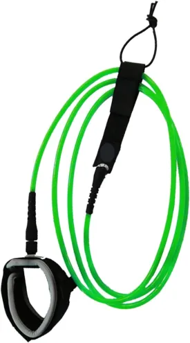 TPU Surfboard Leash 6ft Paddle Board Leash SUP Board Coiled Leg Rope(Green 6ft (7mm))