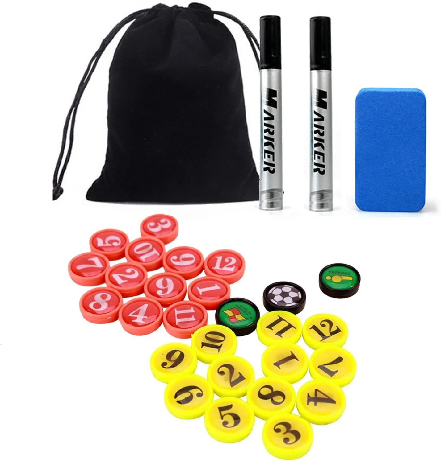 VolksRose Replacement Magnets for Coach Board, Player Magnets and Dry Erase Marker Pen for Soccer Basketball Coaching Board, Tactics Strategy Board Coaches Clipboard Accessories