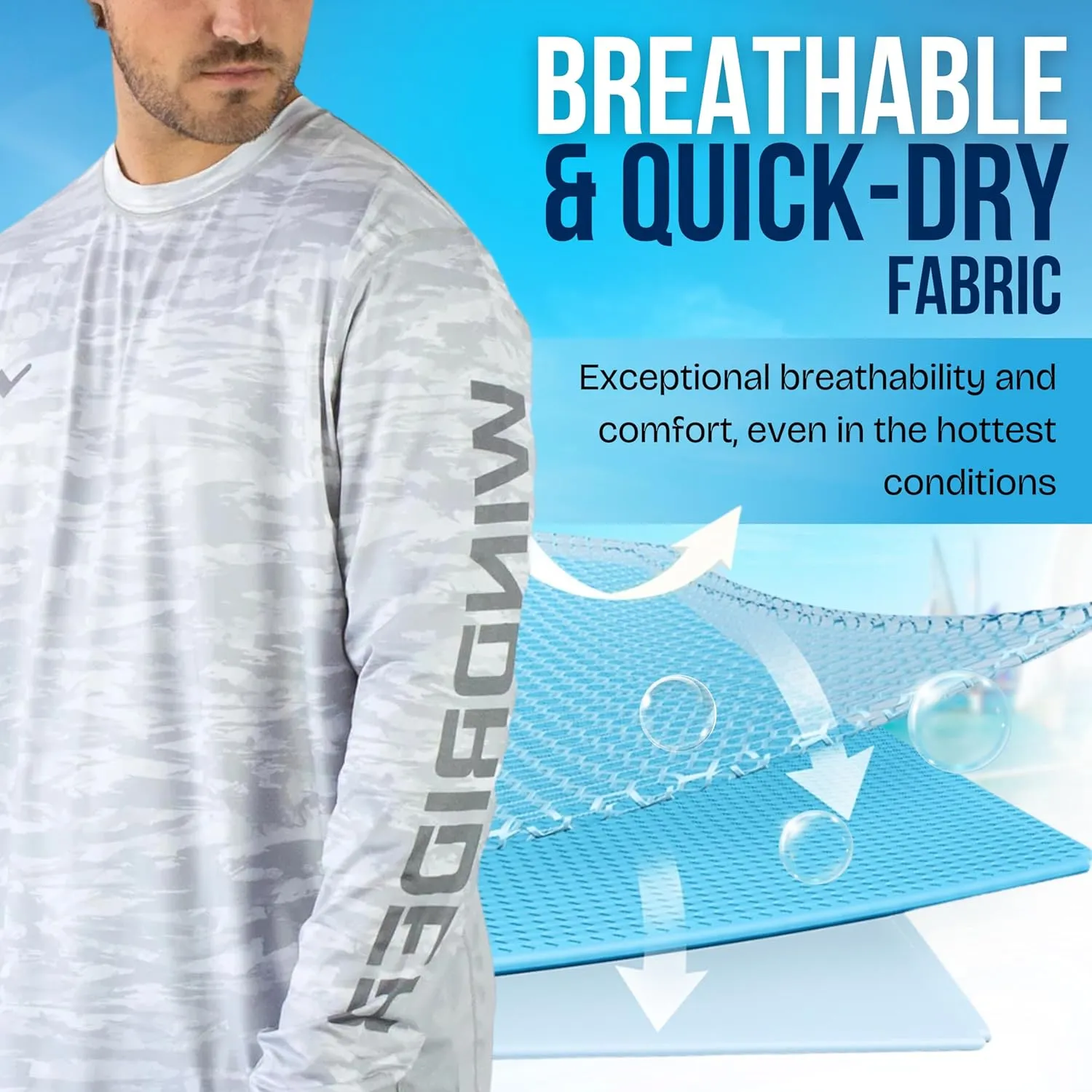 WindRider UPF 50  Sun Protection Long Sleeve Shirts for Men  Rash Guard Mens Swim Shirt for Fishing Swimming & Outdoor Fun