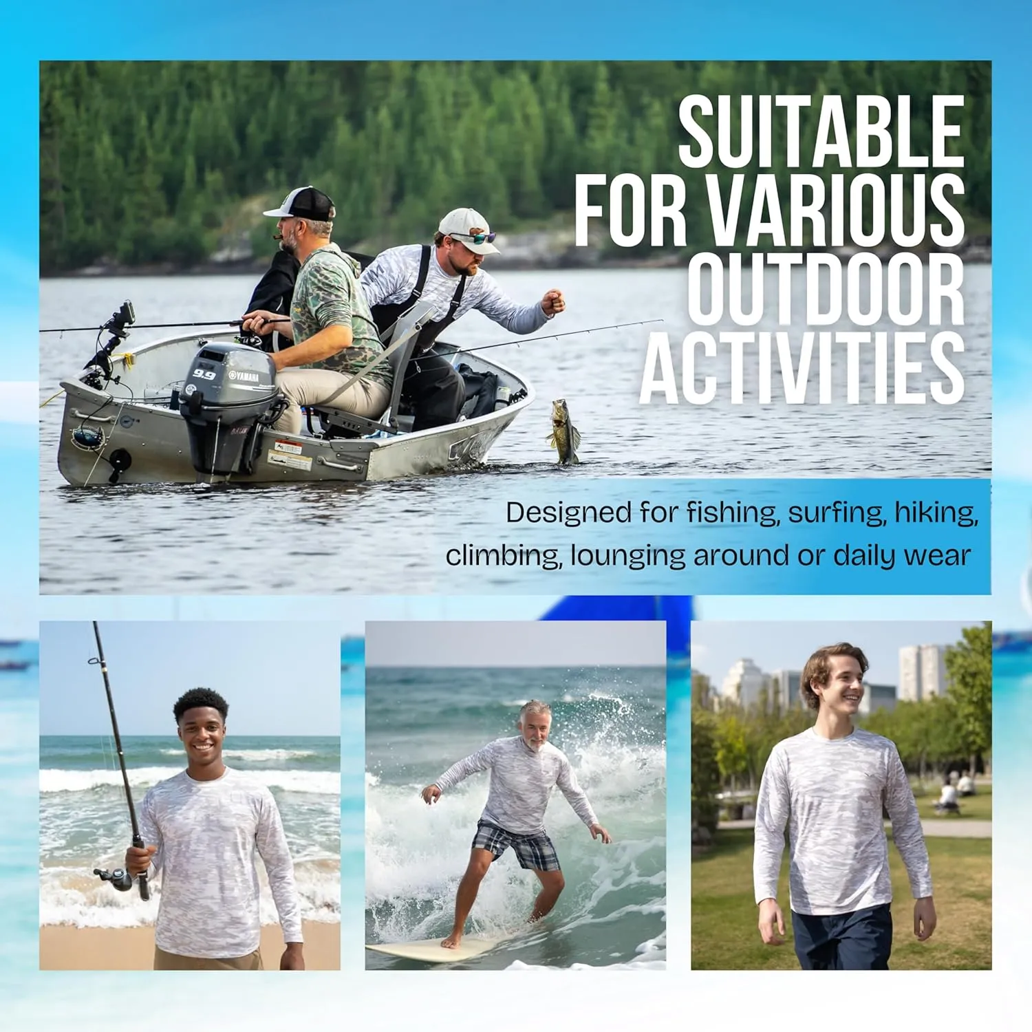 WindRider UPF 50  Sun Protection Long Sleeve Shirts for Men  Rash Guard Mens Swim Shirt for Fishing Swimming & Outdoor Fun