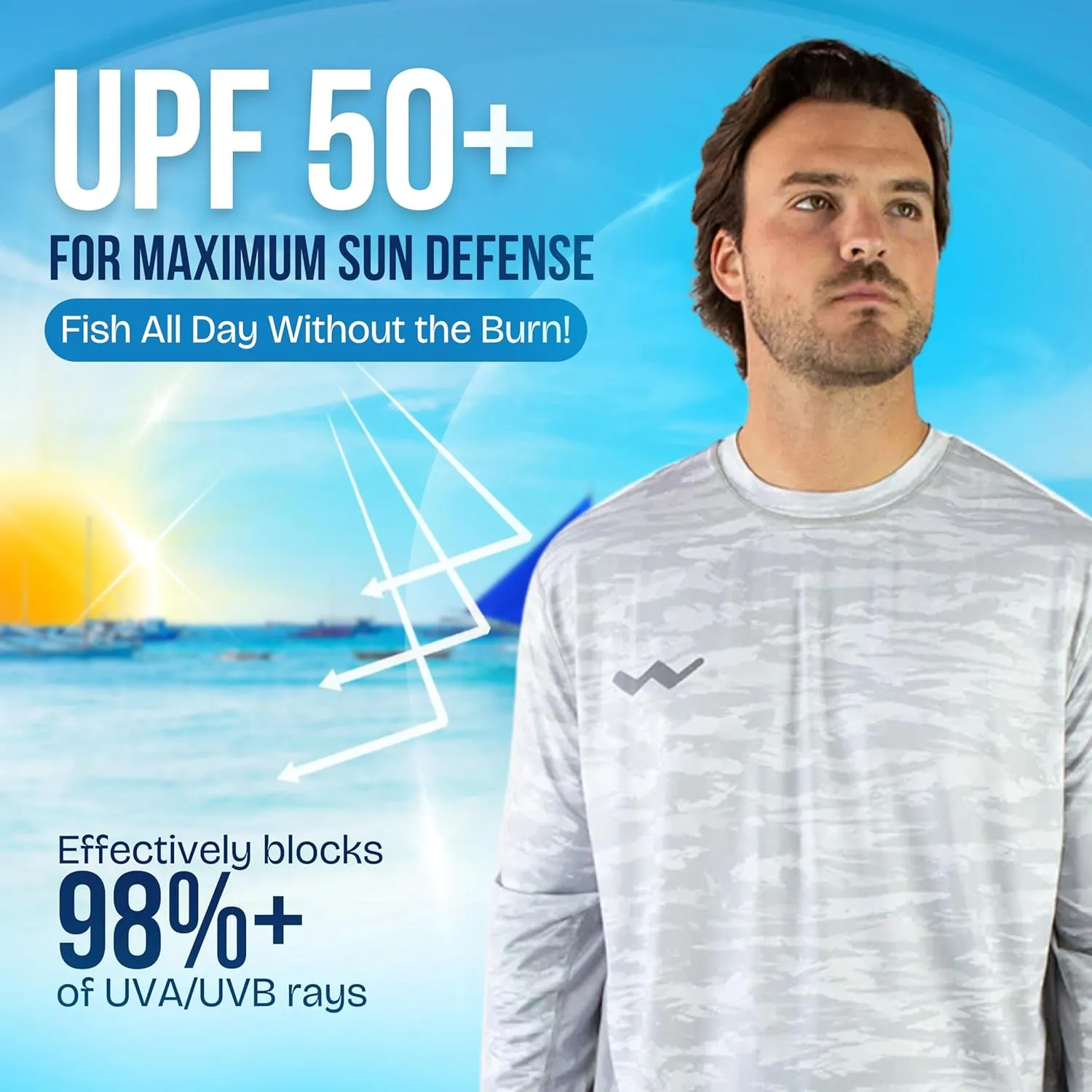 WindRider UPF 50  Sun Protection Long Sleeve Shirts for Men  Rash Guard Mens Swim Shirt for Fishing Swimming & Outdoor Fun