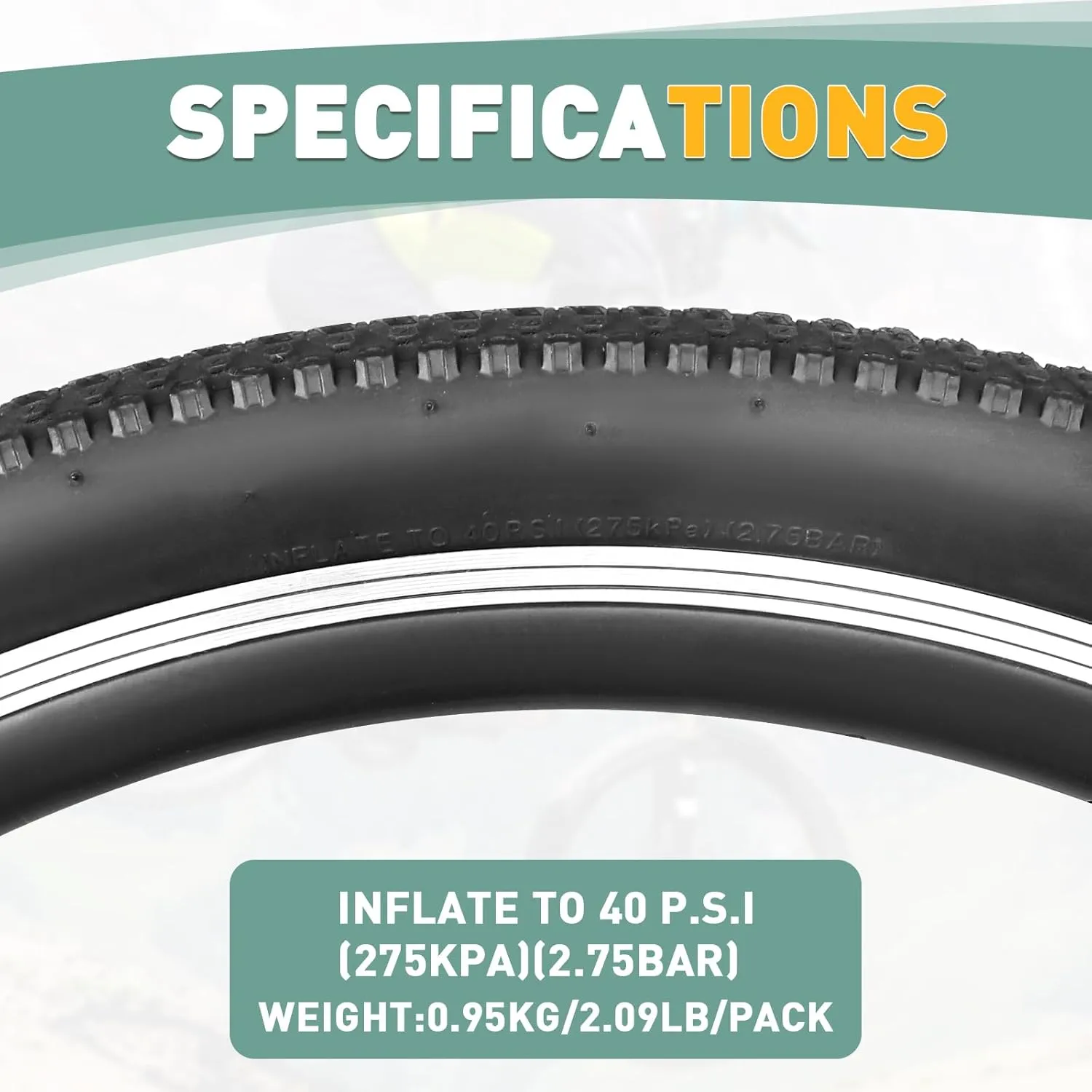 ZUKKA Bike Tire 26/27.5 x 2.125 Bike Tire 1/2 Pack Mountain Bike Tire Folding Replacement Tire for MTB Mountain Bike, BMX Bicycle Commuter Bike