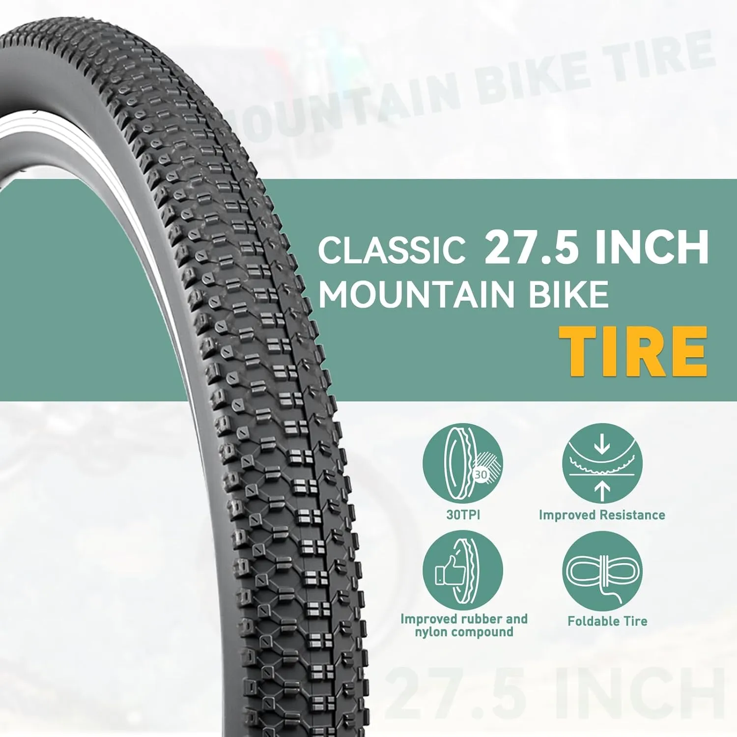 ZUKKA Bike Tire 26/27.5 x 2.125 Bike Tire 1/2 Pack Mountain Bike Tire Folding Replacement Tire for MTB Mountain Bike, BMX Bicycle Commuter Bike